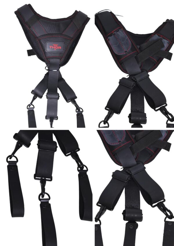 Leather Tool Belt Suspenders TH-1028 by Thor Canada Black/Red