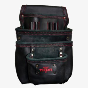 Leather Multi-Pocket Screw Bag (4 Pockets) TH-1029 By Thor Canada Black/Red
