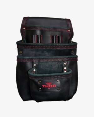 Leather Multi-Pocket Screw Bag (4 Pockets) TH-1029 By Thor Canada Black/Red