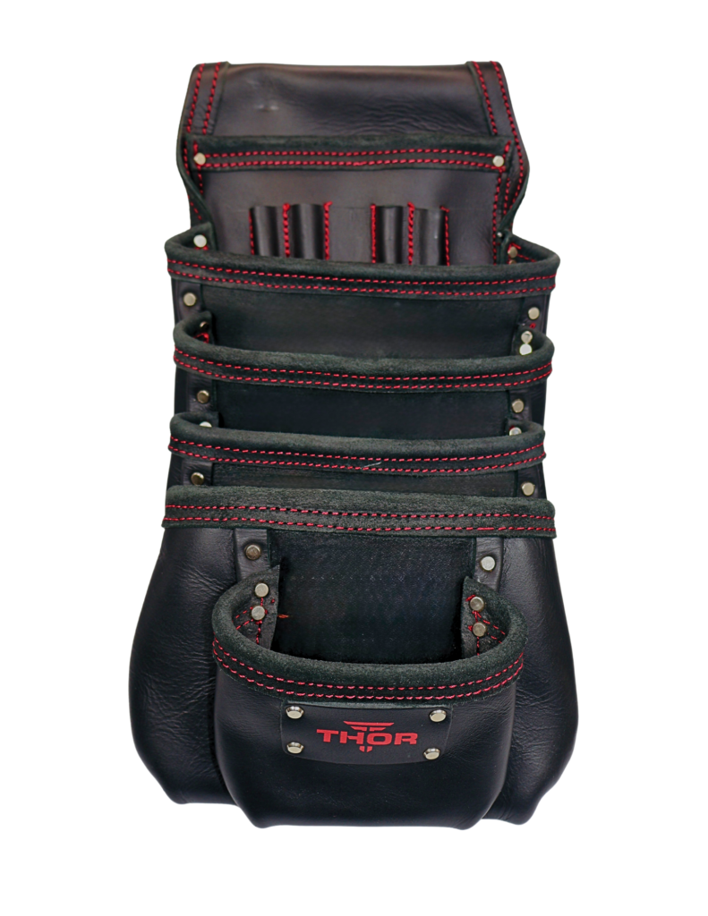 Leather Multi-Pocket Screw Bag (6 Pockets)TH-1024 Black/Red