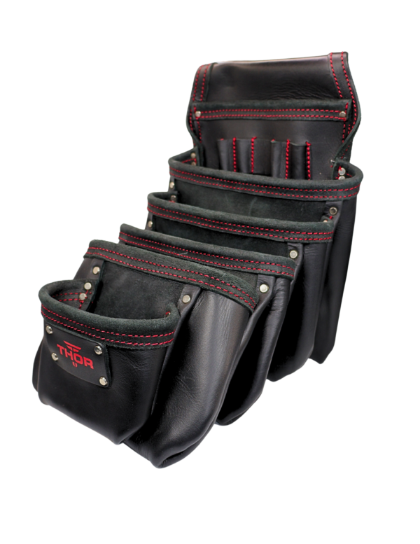 Leather Multi-Pocket Screw Bag (6 Pockets)TH-1024 Black/Red
