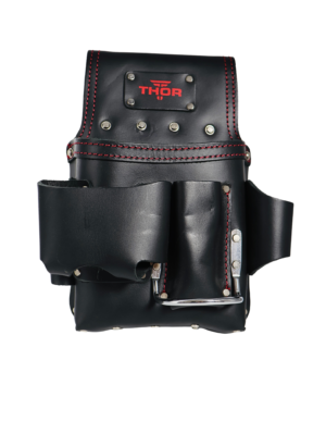Leather Multi-Pocket Tool Bag TH-1026 by Thor Canada Black/Red
